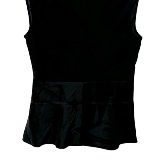 Silk Sleeveless Black Low V Neck Wrap Top - Picture 6 of 9